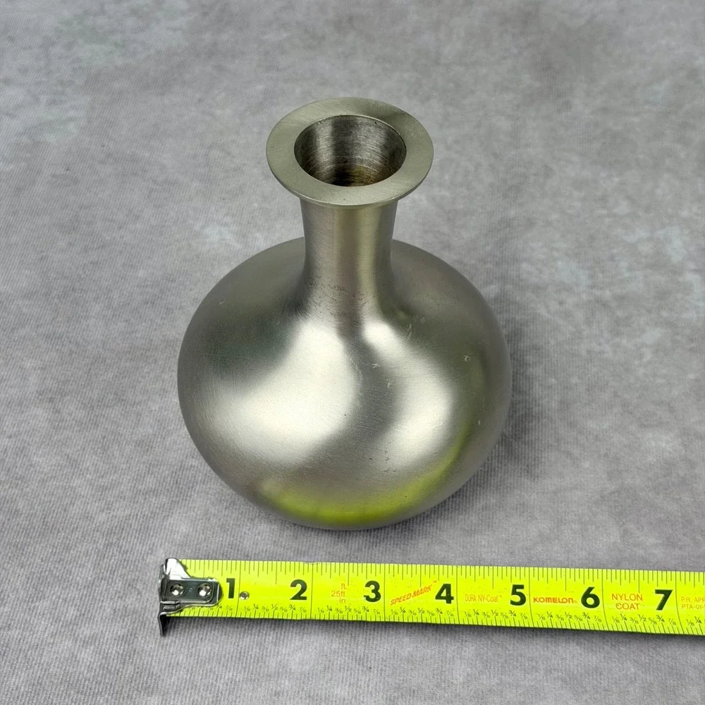 Vintage Wingard San Francisco Abstract Brushed Metal Bud Vase MCM Silver Tone 6